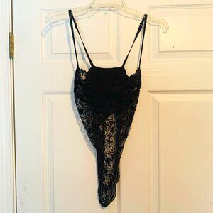Victoria's Secret One Piece Lingerie Women's 34C Black Silk Lace Teddy